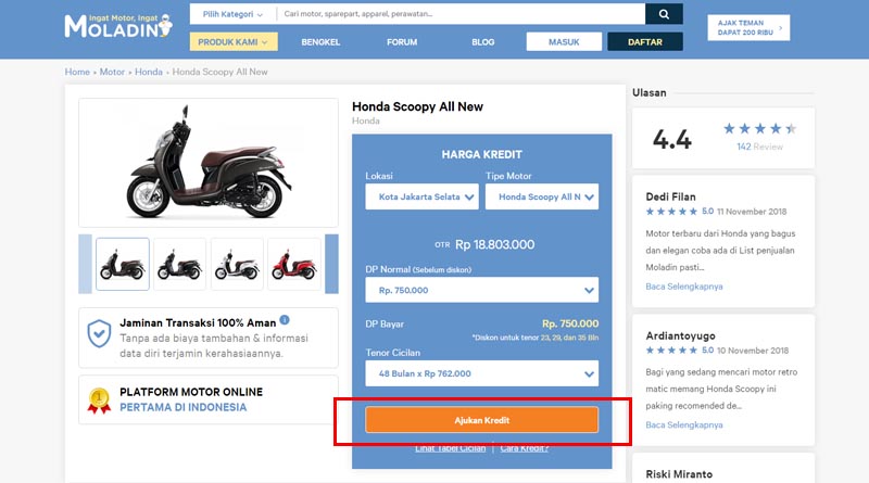 Cara kredit motor murah di moladin