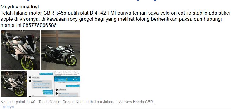 Cara Melacak Motor Hilang berita kehilangan motor