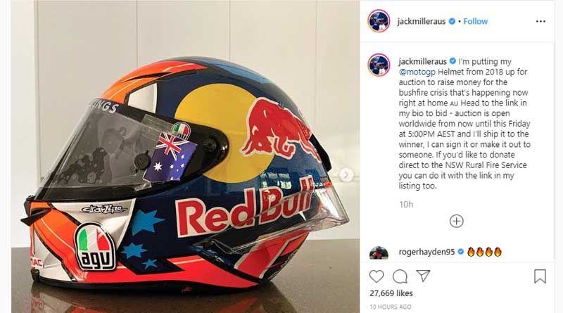 Jack Miller Dermawan! Lelang Helm Balap Demi Kebakaran di Australia 1 3