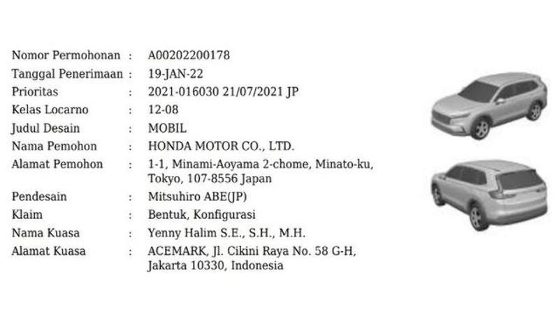 Honda CR-V Baru Terdaftar di DJKI, Kapan Meluncur? Honda CR-V baru terdaftar di djki