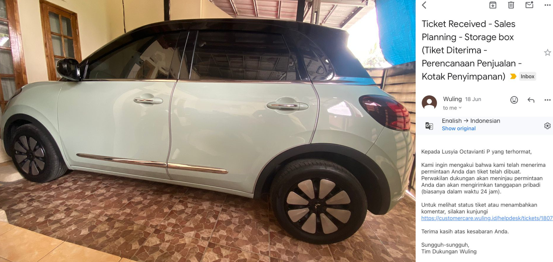 Konsumen Wuling Binguo EV Mengeluh, 5 Bulan Beli Nasib Storage Box Bagasi Cuma Janji Aduan juga sudah dikirim via email