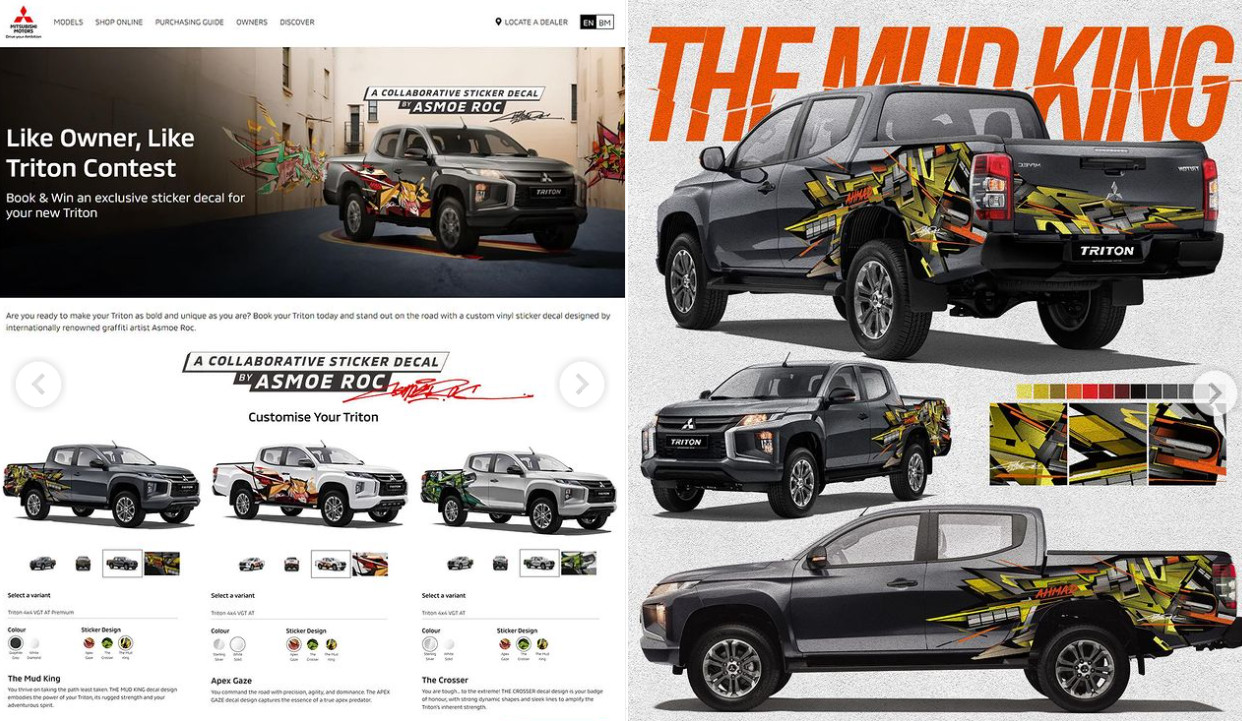 Mitsubishi Triton x Asmoe Roc menawarkan 3 sticker decal atraktif