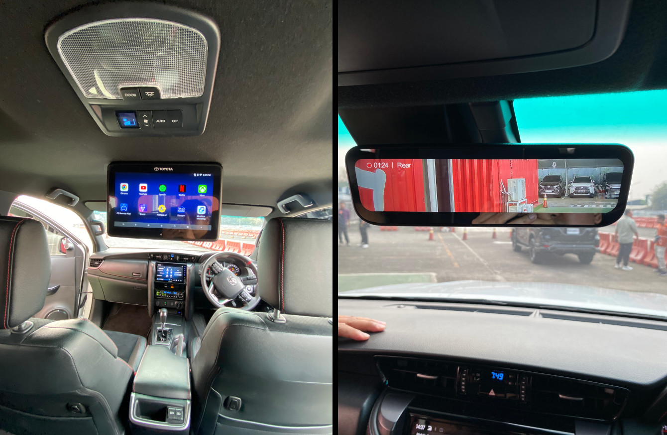 Kabin belakang New Fortuner pasang Rear Seat Entertainment dan ganti head unit 