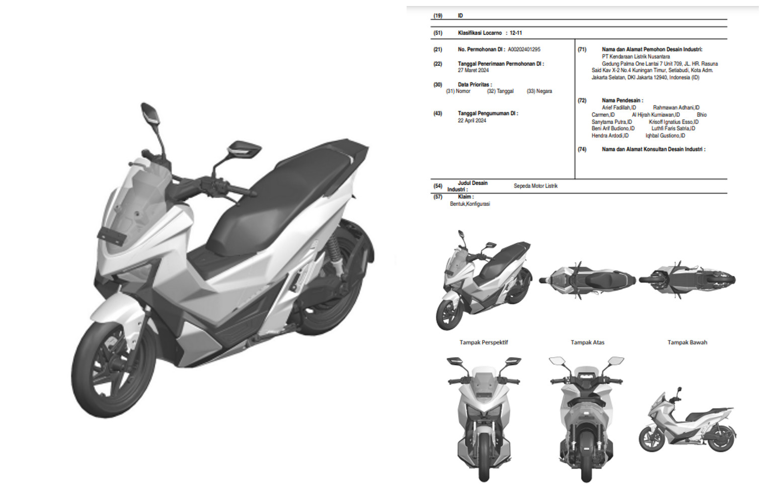 Spesifikasi motor listrik MAKA Motors sudah terdaftar di situr DJKI