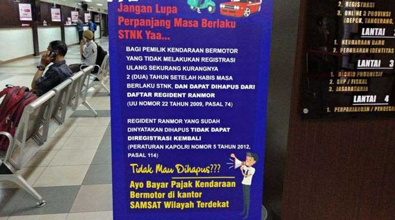 pemilik kendaraan bakal di beri surat peringatan