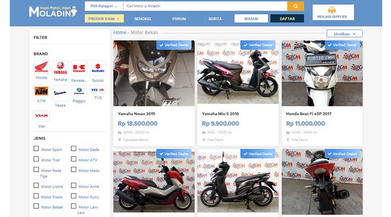 Motor bekas kini hadir di moladin