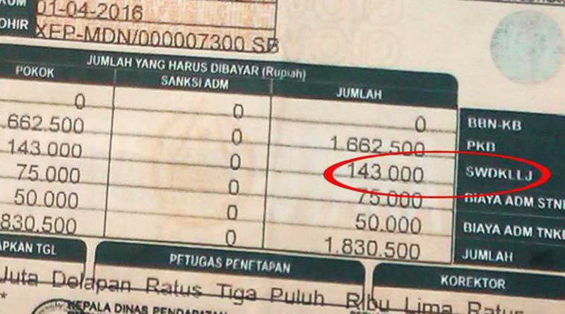 Denda Pajak Motor biaya SWDKLLJ