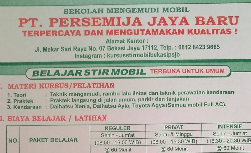 tempat rekomendasi kursus mengemudi