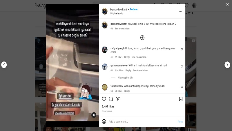 Penyebab cat Hyundai Ioniq 5 terkelupas