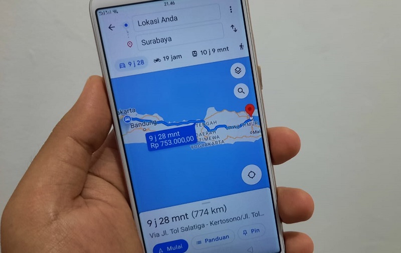 cara cek tarif tol di google maps - Moladin
