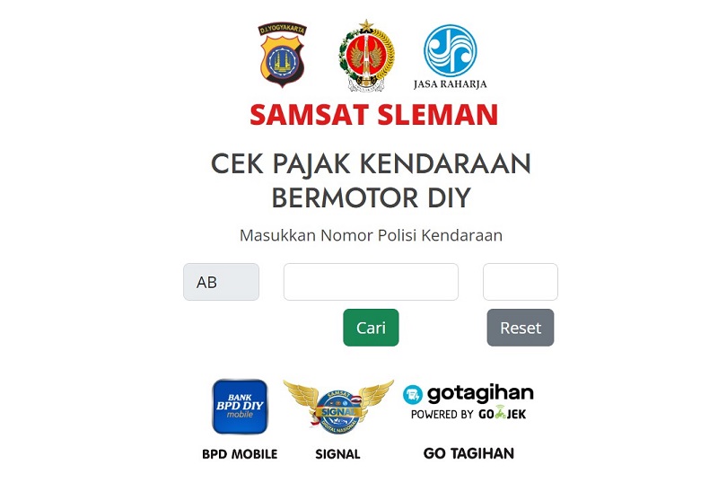 cek pajak kendaraan jogja 2023 - website