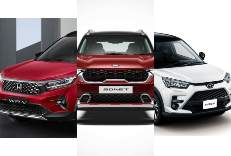 honda wr-v vs toyota raize vs kia sonet