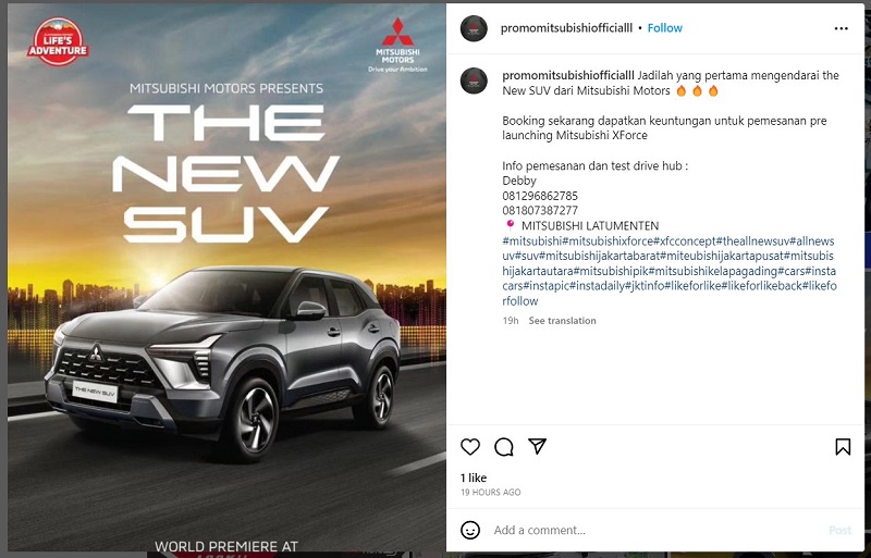 nama the new suv - mitsubishi xforce