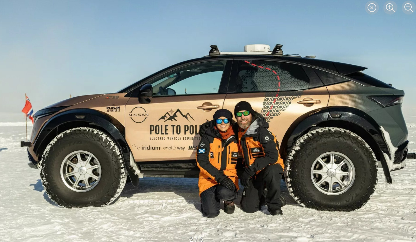 Modifikasi Nissan Ariya dipasok suspensi kokoh, ban BF Goodrich 39 inci,dan fender besar.