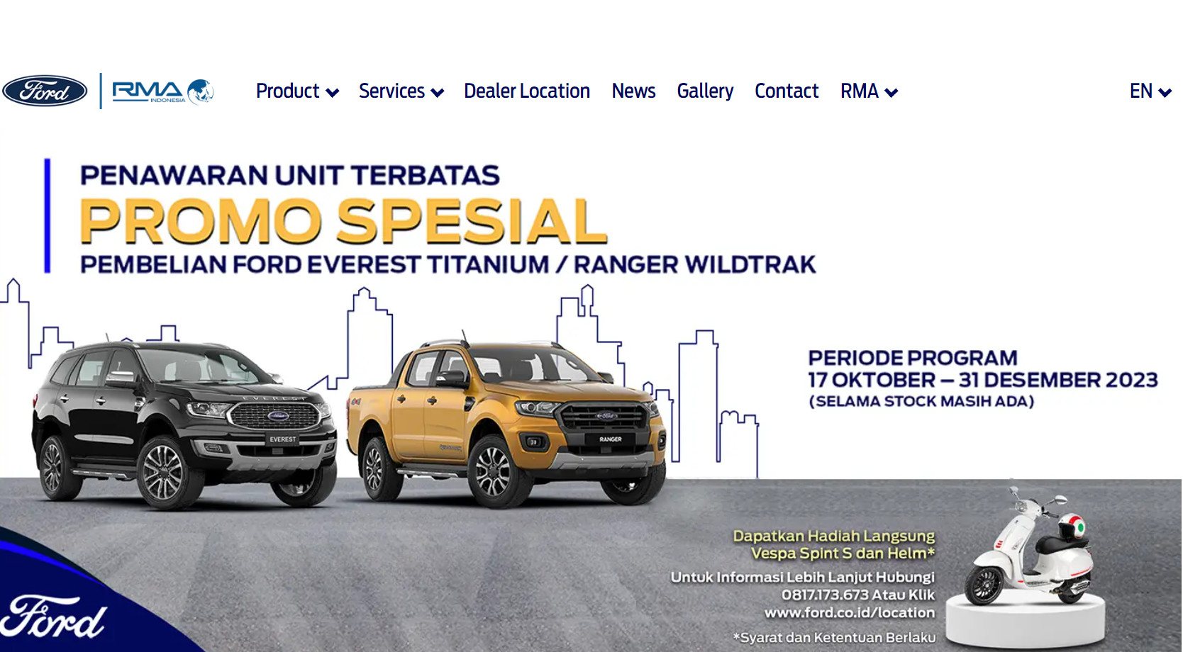 Jangan ketinggala promo beli mobil Ford berhadiah langsung Vespa Sprint S