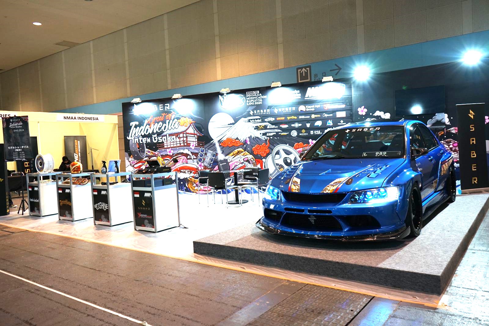 Booth tim Saber Great of Indonesia di Osaka Auto Messe 2024