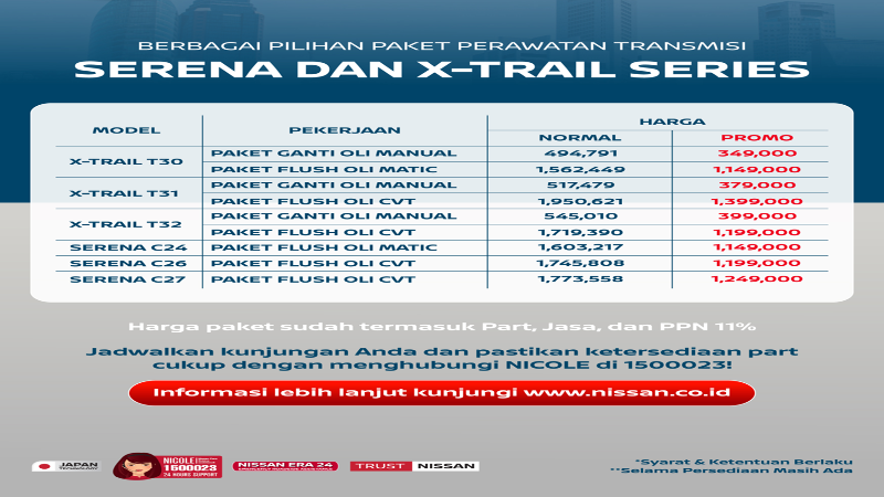 promo perawatan transmisi nissan serena