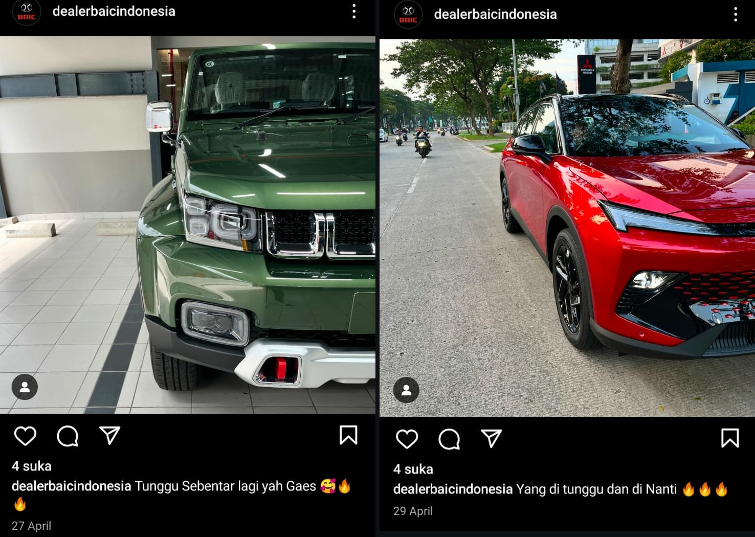 Teaser wajah BAIC X55-II diunggah @dealerbaicindonesia