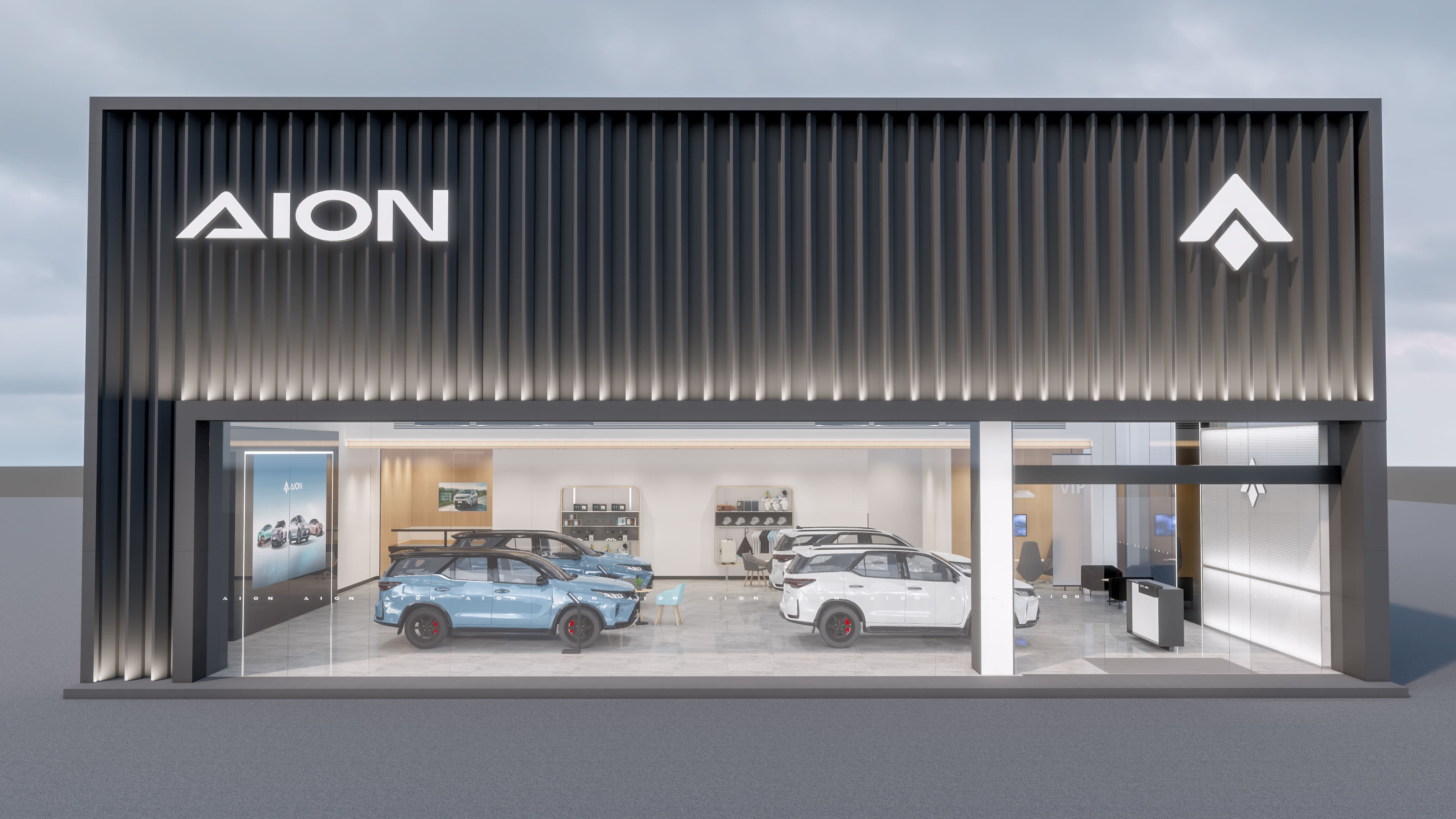 Konsep diler MOON menawarkan layanan 1S (Sales) yang gerainya berada di outdoor