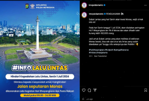 Pengalihan Arus Lalu Lintas di Monas Terkait HUT Bhayangkara, Awas Terjebak Macet!
