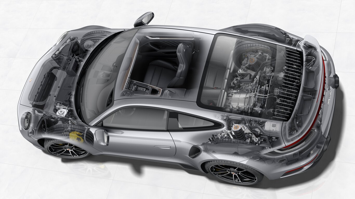 Mesin Boxer 3.800cc dengan variable turbine geometry (VTG) twin turbocharging bertenaga 650 PS klaim 0-100 km/jam cuma 2,7 detik