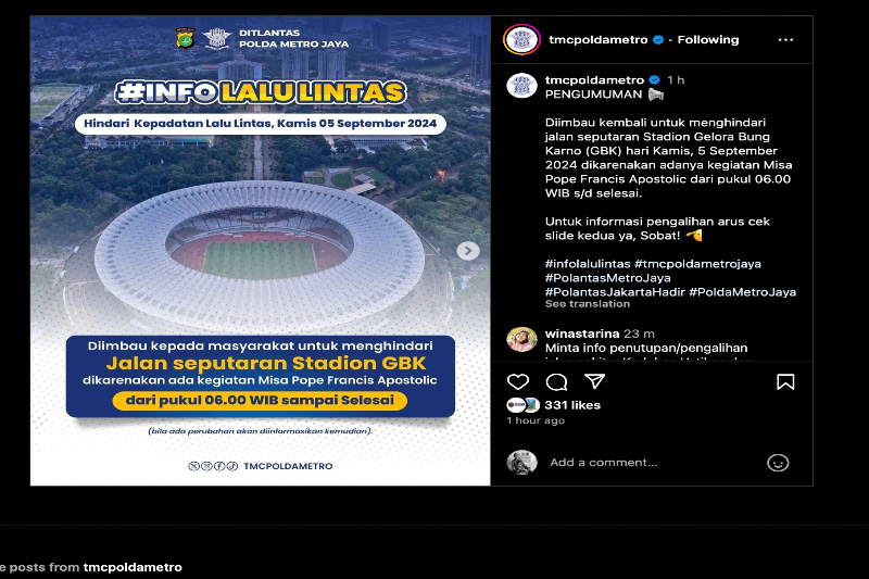 Pengalihan arus di senayan