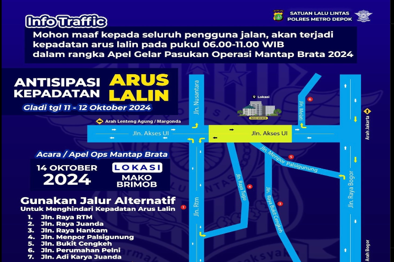 Pengalihan arus di sekitar Mako Brimob