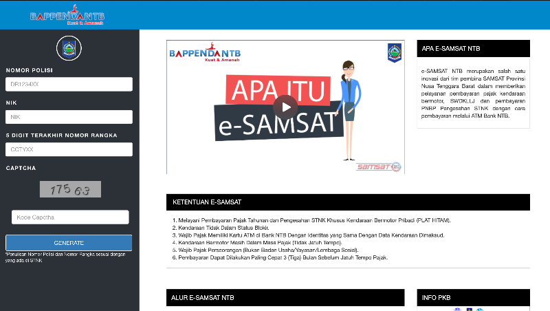 cara cek pajak kendaraan ntb via onlen