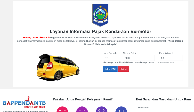 cara cek pajak kendaraan ntb via onlen