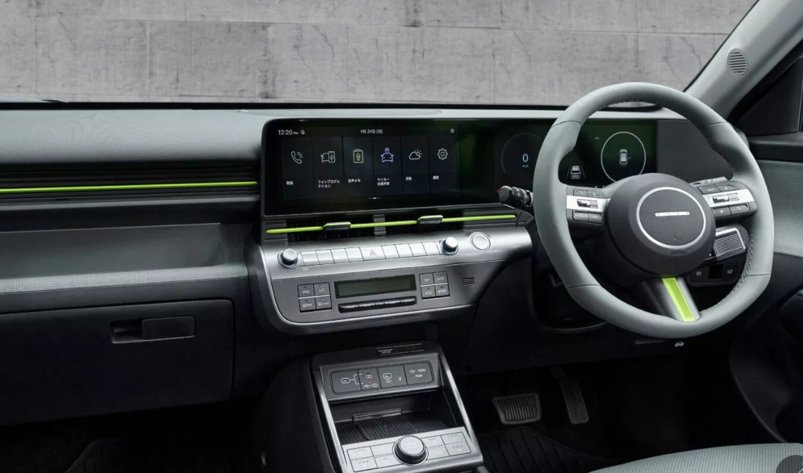 Referensi Modifikasi Hyundai Kona Electric Bergaya Off-road Pada kabin ada jok kulit abu-abu muda dengan aksen kuning