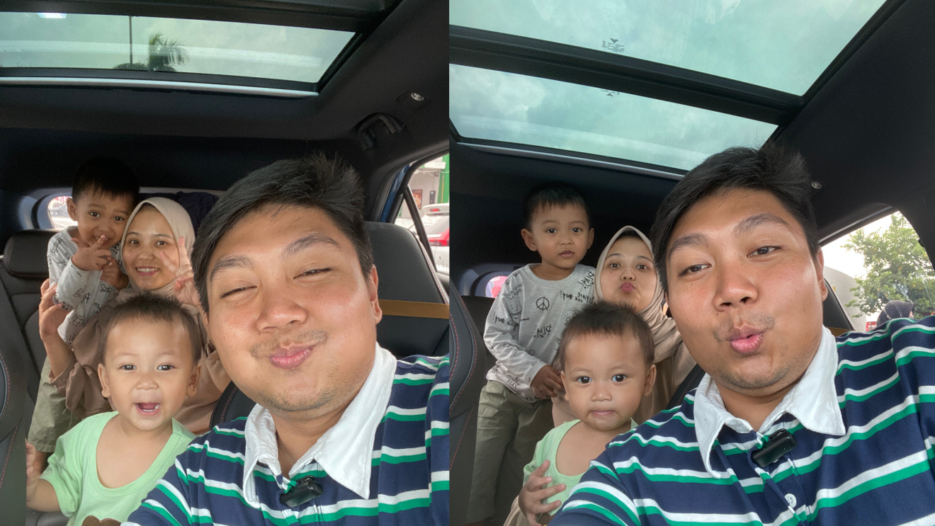 #MoLibur2024 : Dimanja Neta X Liburan Praktis dan Nyaman ke Purwokerto hingga Bandung Ali dan keluarga berpose di kabin Neta X