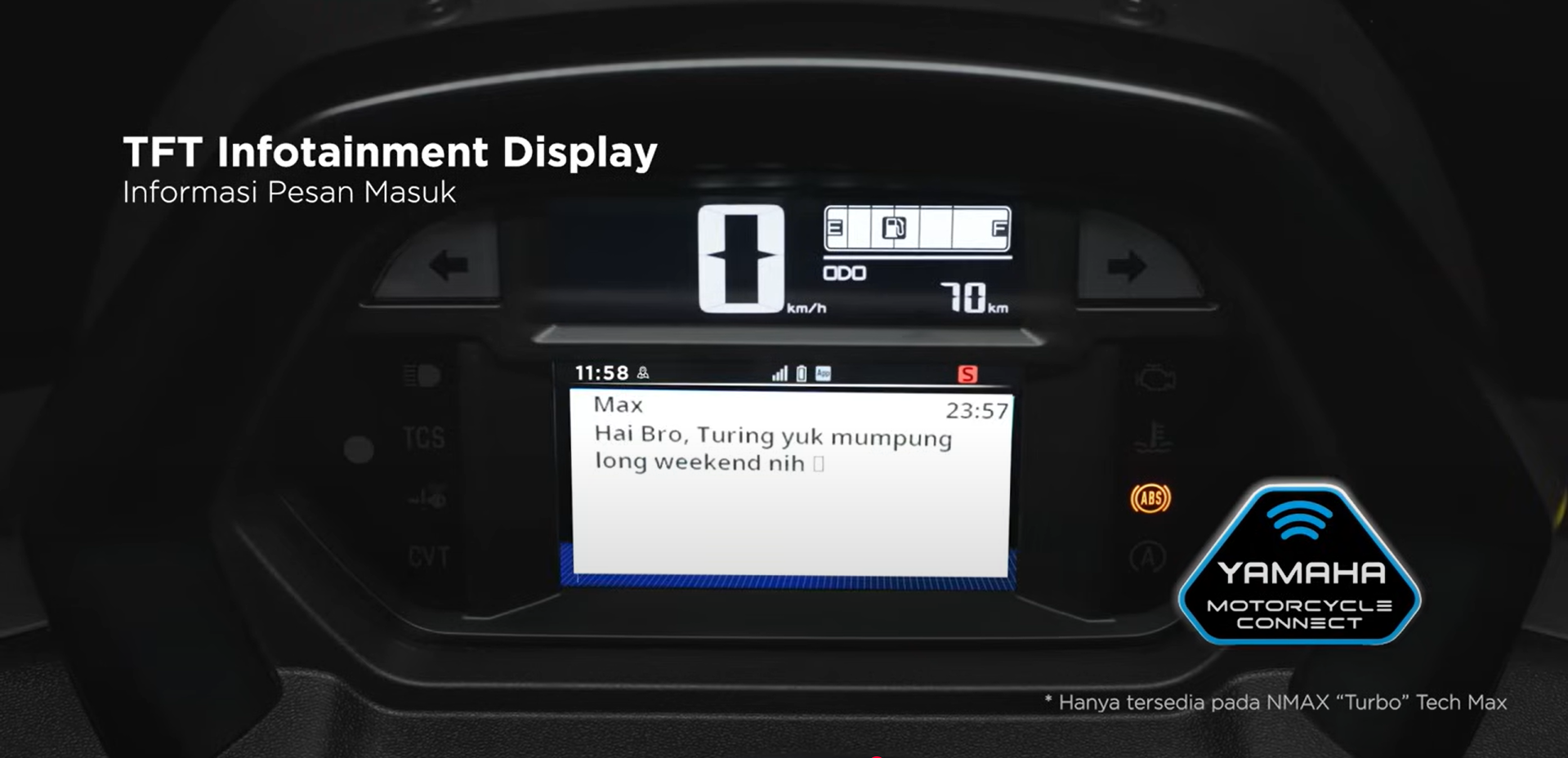 Y-Connect mampu menampilkan notifikasi telepon, pesan dan email