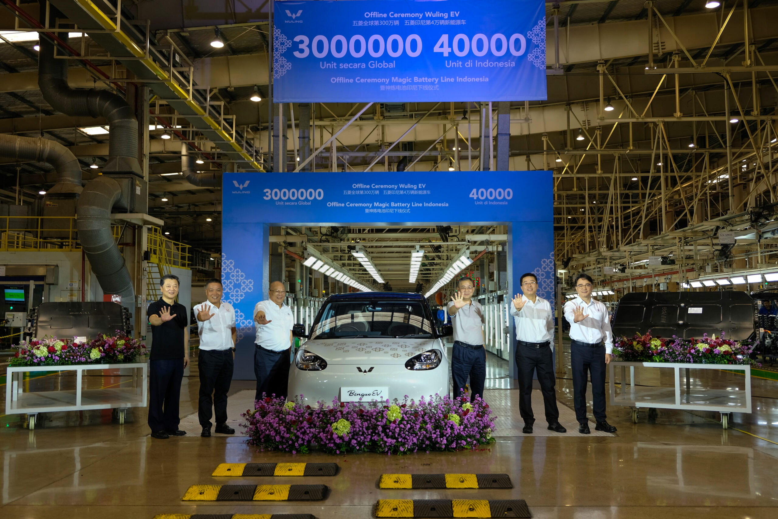 Wuling Rayakan Produksi 3.000.000 Unit Mobil Listrik Secara Global dan Lokal Perayaan pencapaian yang diselenggarakan di pabrik Wuling Cikarang ini turut dihadiri oleh jajaran manajemen SAIC Motor SAIC GM Wuling SAIC International SAIC GM Wuling dan PT SGMW Motor Indonesia scaled