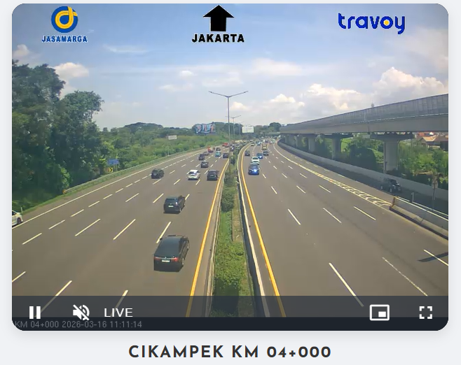 CCTV Arus Mudik 2026: Link Pantauan Jalan Tol Real Time yang Banyak Dicari Pemudik Tol CIKAMPEK KM 04+000 diakses 16 maret 2026