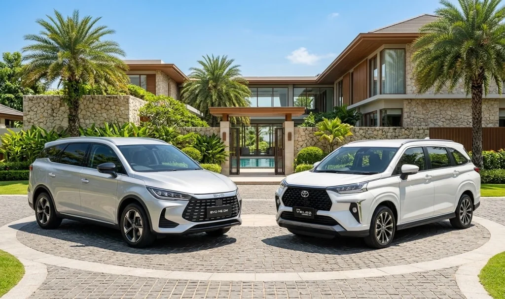 perbandingan BYD M6 DM vs Toyota Veloz Hybrid - Moladin