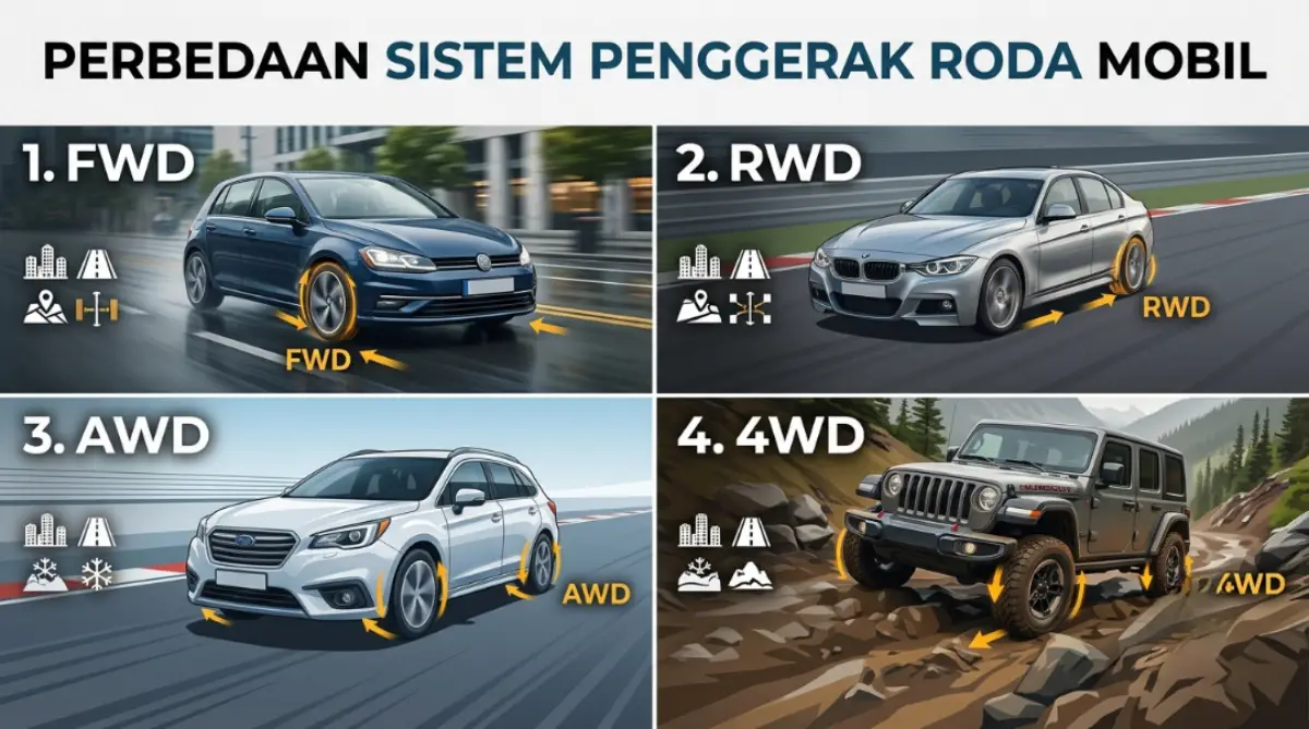 Perbedaan AWD, 4WD, RWD, dan FWD pada Mobil, Kenali Sebelum Membeli