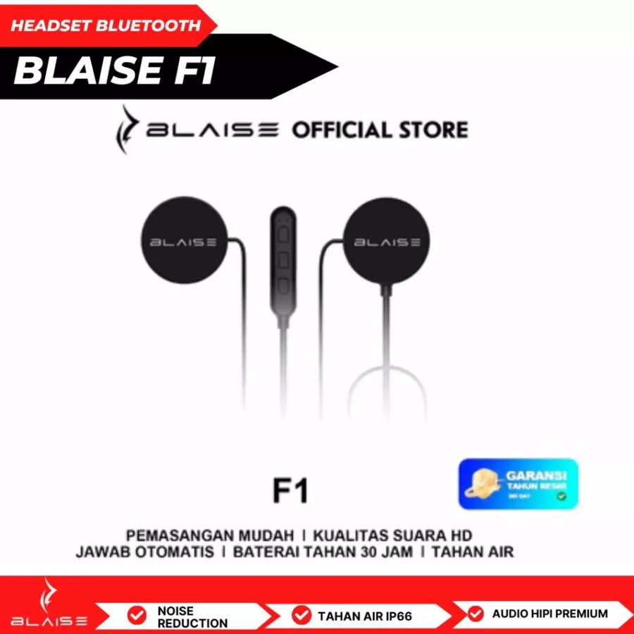 Headset Bluetooth untuk Helm Headset Nirkabel Bluetooth dengan Ketahanan Air IP56, Jawaban Otomatis, Suara HIFI, Baterai Hingga 30 Jam