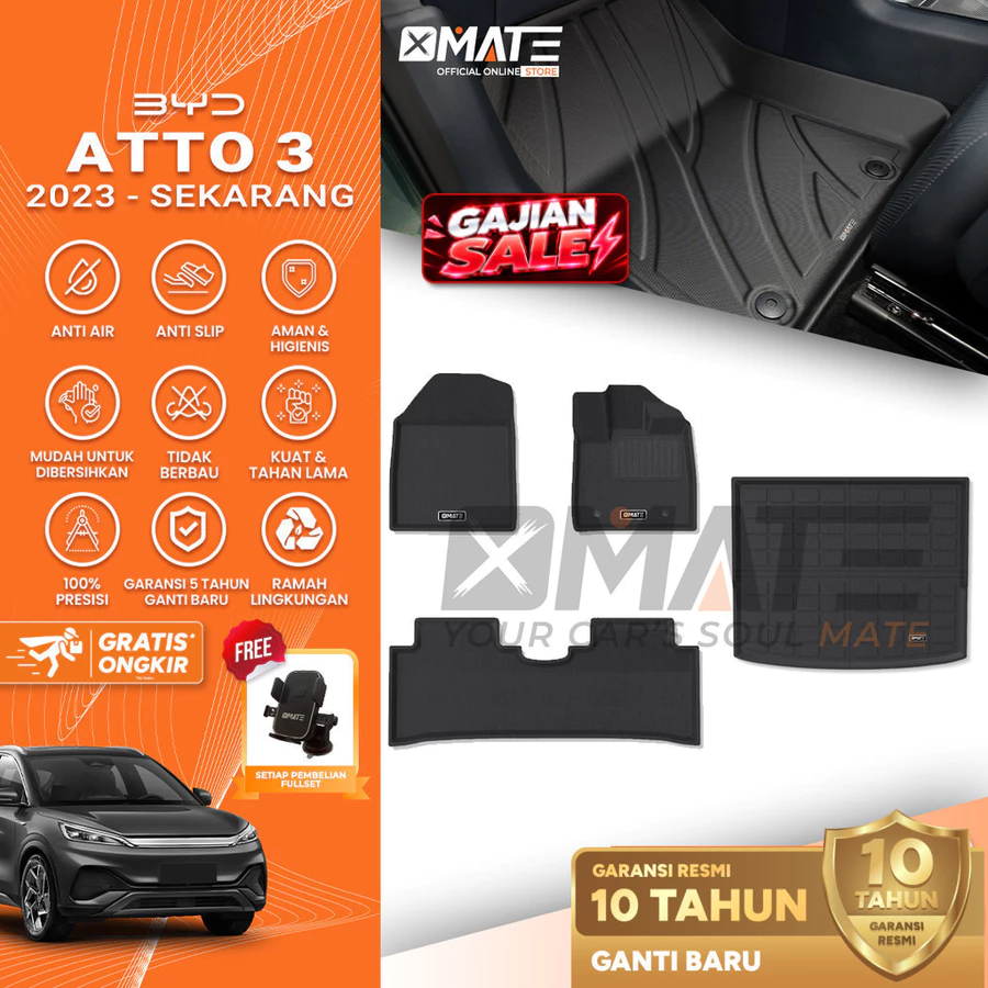 Karpet Premium Anti Slip Anti Air Garansi 10 Tahun BYD Atto 3