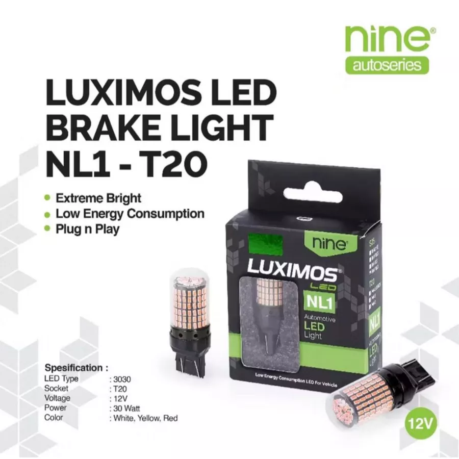 Lampu Sein Rem Dajjal T20 PNP 144 Mata LED Universal Mobil Motor 23Watt Canbus Tidak Hyper Flash Super Terang NL1 LUXIMOS