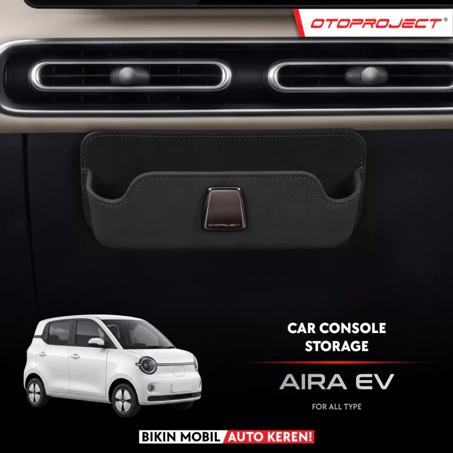 Otoproject - Car Console Storage Elite Series 001 Onxy Black Wuling Aira EV | Tempat Penyimpanan Kartu, Koin, Kunci di Mobil