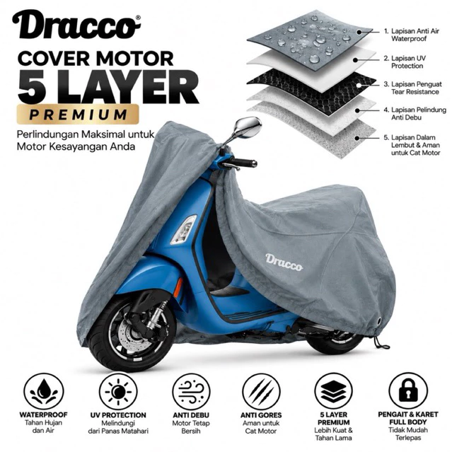 Sarung Motor Cover Motor Vespa Matic Waterproof 5 Layer Tebal Premium
