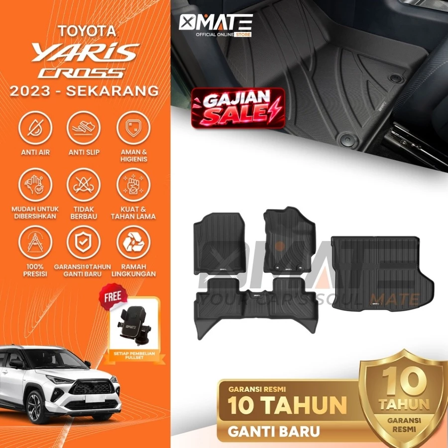 Xmate Karpet Mobil Yaris Cross HEV 2023-Sekarang Bahan TPE XPE Premium 100% Presisi, Plug and Play, Anti Air, Anti Bakteri Garansi 10 Tahun