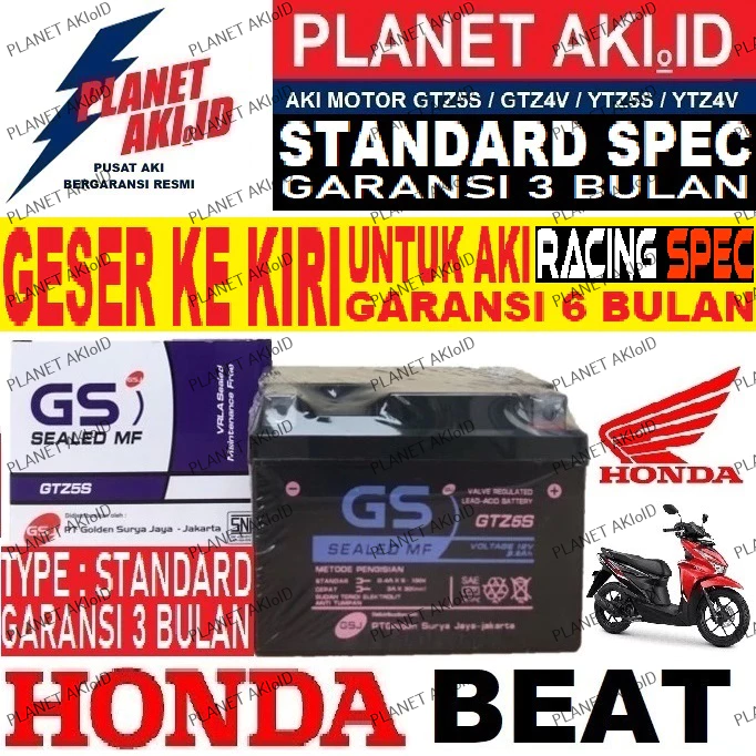 Aki Motor Honda Beat GTZ5S Accu Kering MF