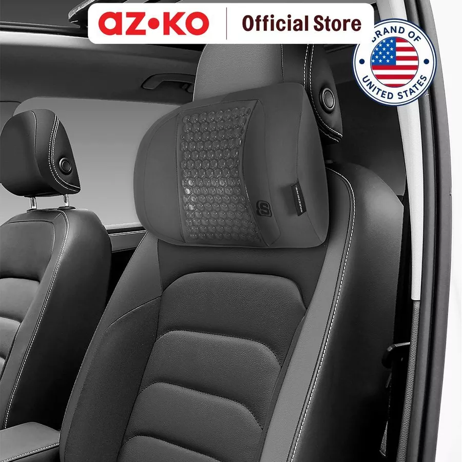AZKO Skechers Bantal Leher Kursi Mobil Cooling Gel - Abu-Abu Bantal Tidur Neck Pillow Cushion Bantal Travel Pillow