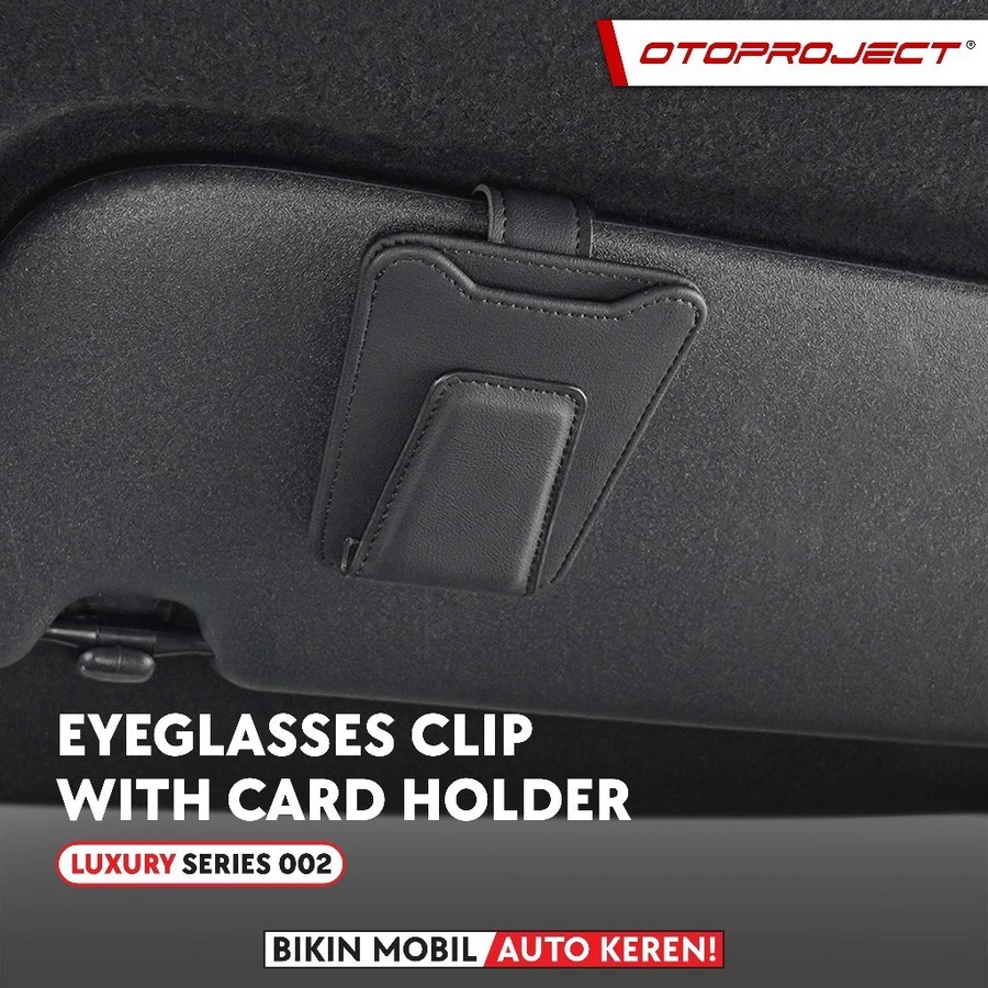 Car Eyeglasses Clip With Card Holder Luxury Series Onyx Black Holder Kacamata Mobil + Kartu Mobil