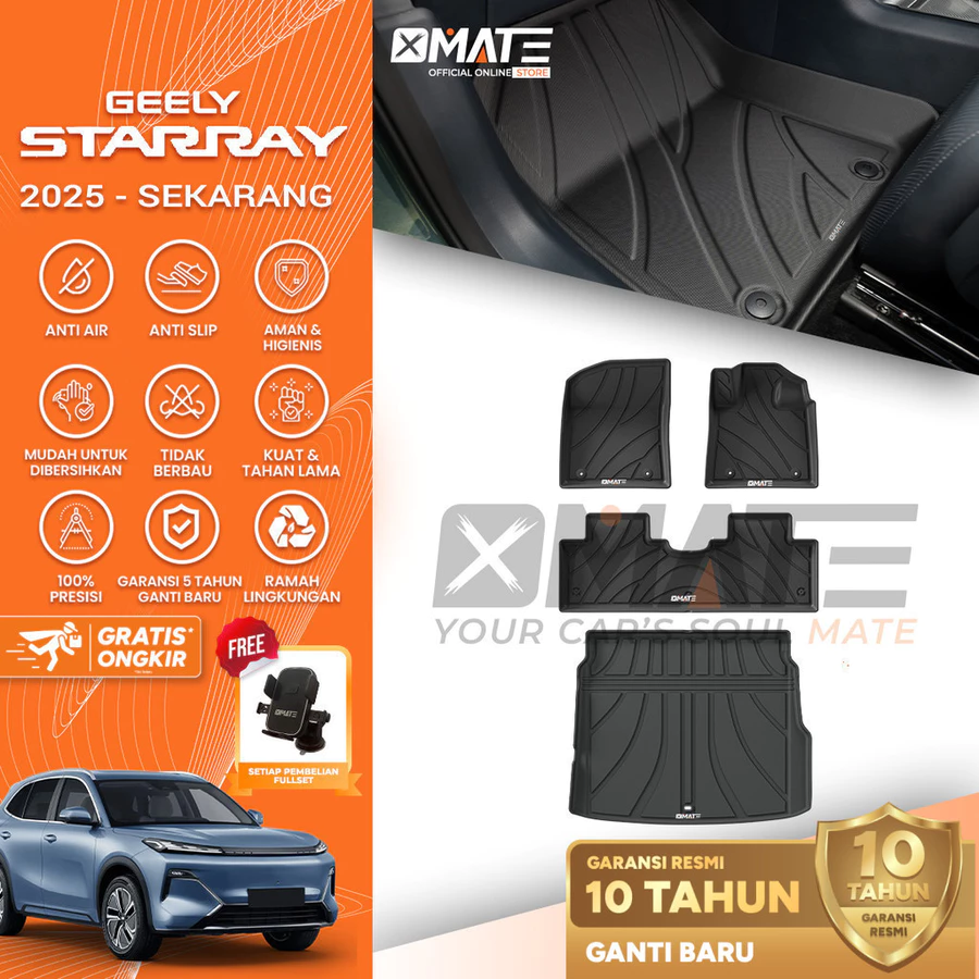 Karpet Geely Starray 2025-Sekarang Bahan TPE Premium 100% Presisi, Plug and Play, Anti Air, Anti Bakteri, Garansi 10 Tahun