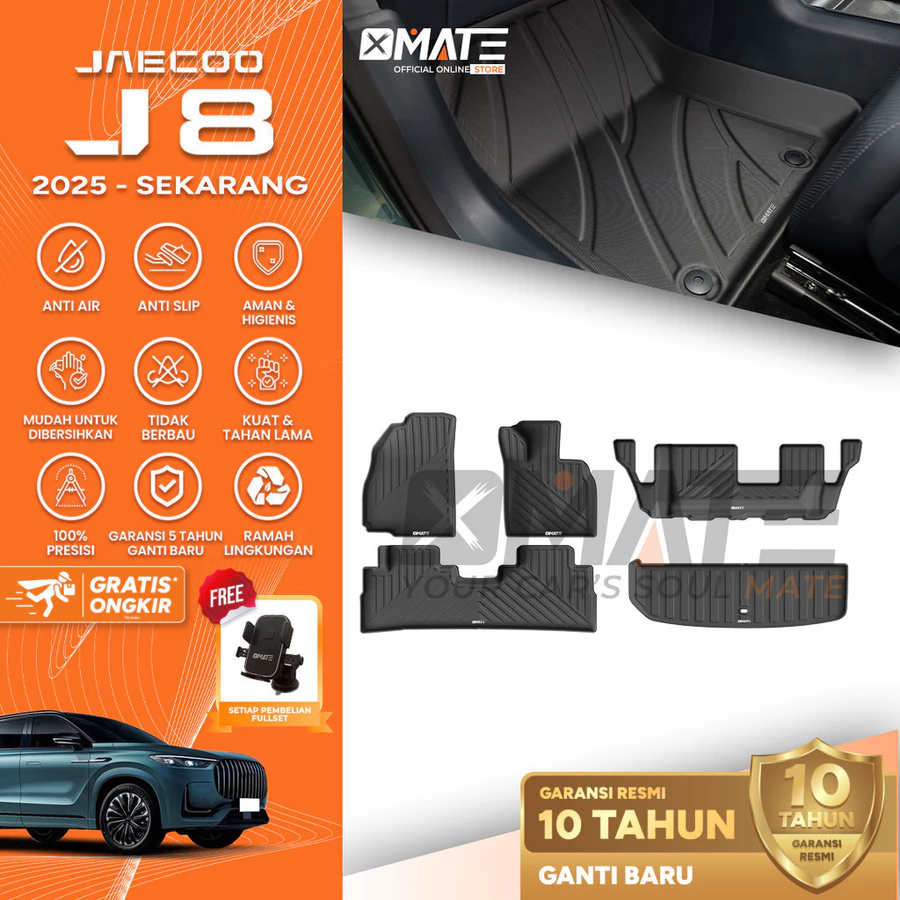 Karpet Jaecoo J8 2025-Sekarang Bahan TPE Premium 100% Presisi, Plug and Play, Anti Air, Anti Bakteri, Garansi 10 Tahun