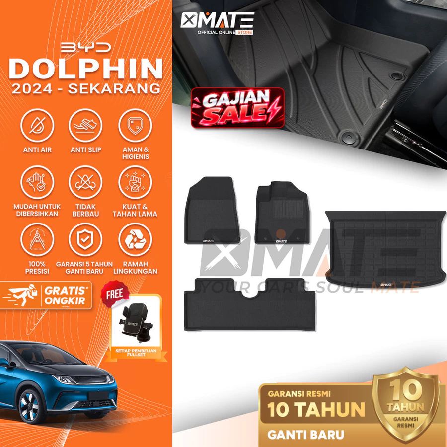 Karpet Mobil BYD Dolphin 2024-Sekarang Bahan XPE+TPE Premium 100% Presisi, Plug and Play, Anti Air, Anti Bakteri, Garansi 10 Tahun