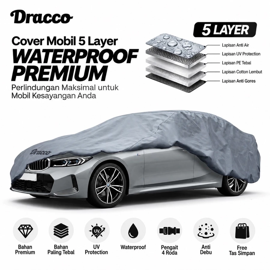 Sarung Mobil Cover Mobil Premium Waterproof Anti UV + Tas Penyimpanan BMW 3 Series