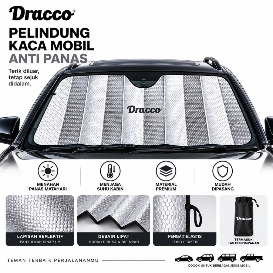 Sunshield Mobil Premium Pelindung Kaca Depan Anti Panas Matahari Free Tas Simpan